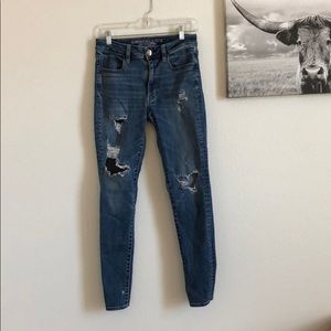 high rise AE ripped jeans